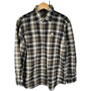 Carhartt Original Fit Flannel Shirt Jacket Large Plaid Button Down 100% Cotton